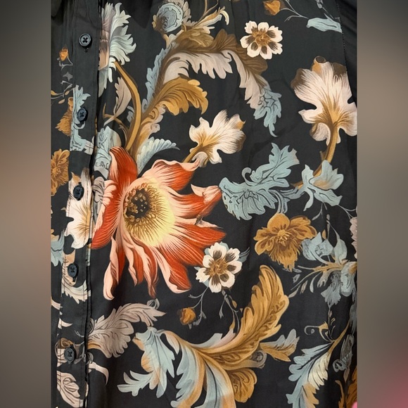 Anthropologie Brielle Relaxed Buttondown Floral Multicolor Botanical Blouse Sz L - Picture 3 of 9